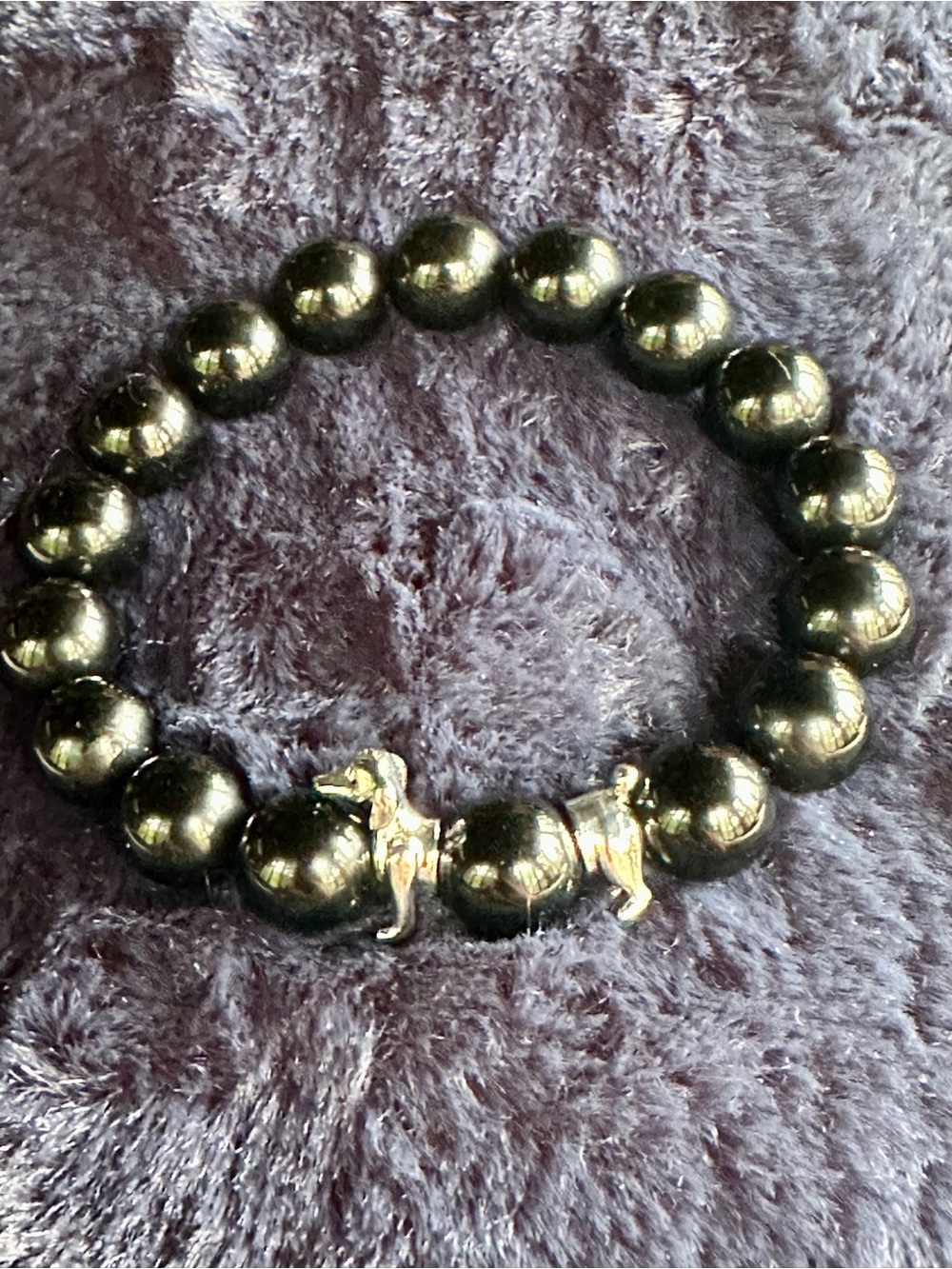 NWT! 🔥 Unisex  Black Beaded Onyx Bracelet with Silver Dachshund Dog Char